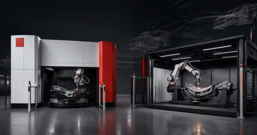 Five-axis laser cutting machine versus robotic laser cutting system for complex 3D metal parts