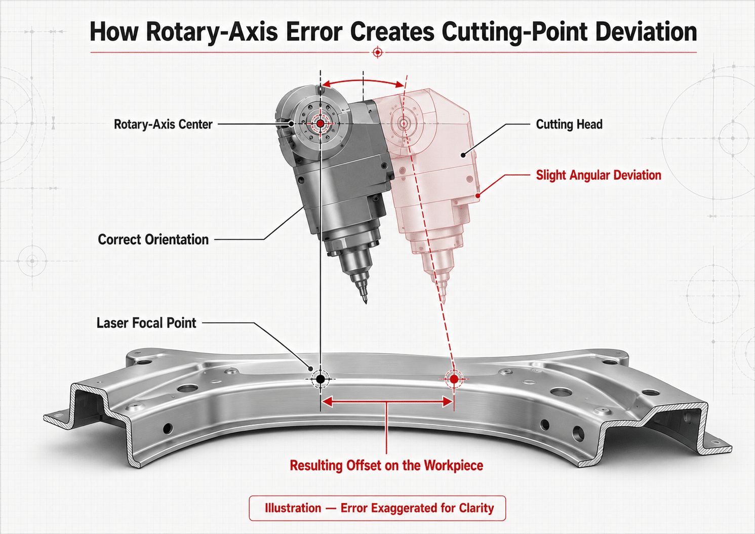 Effect of rotary-axis angular error on five-axis laser cutting position