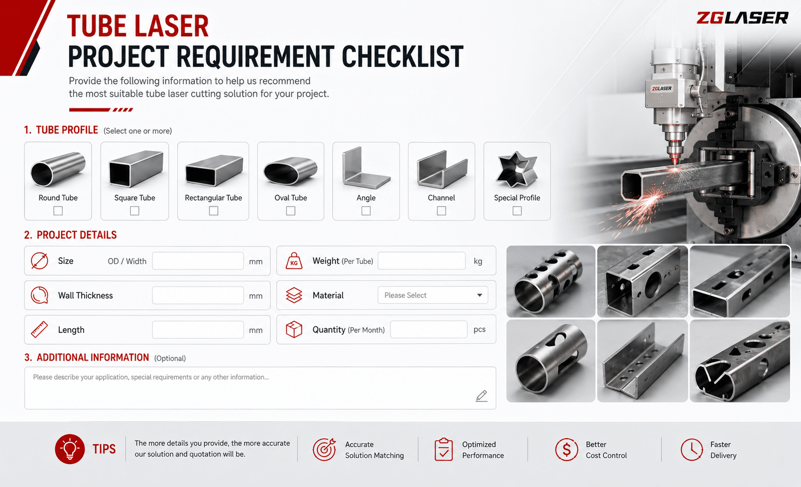 Tube Laser Project Requirement Checklist