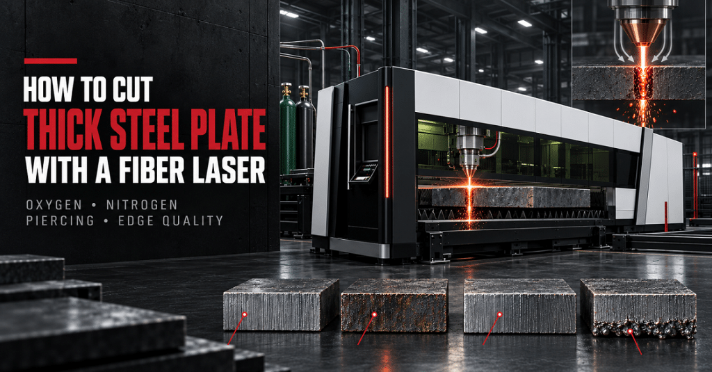 How to cut thick steel plate with a fiber laser using oxygen nitrogen and controlled piercing