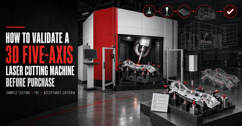 Validation of a 3D five-axis laser cutting machine through sample testing, FAT and acceptance inspection