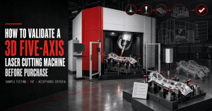 Validation of a 3D five-axis laser cutting machine through sample testing, FAT and acceptance inspection