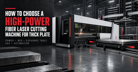 High-power fiber laser cutting machine with heavy-duty bed, exchange table, assist gas and automation