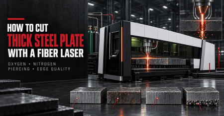 How to cut thick steel plate with a fiber laser using oxygen nitrogen and controlled piercing